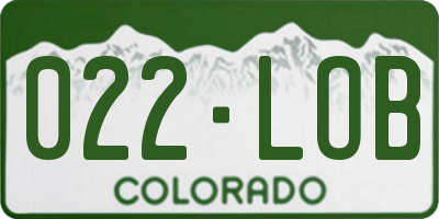 CO license plate 022LOB