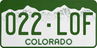 CO license plate 022LOF