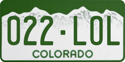 CO license plate 022LOL