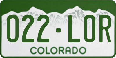 CO license plate 022LOR