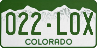CO license plate 022LOX