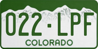 CO license plate 022LPF
