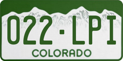 CO license plate 022LPI