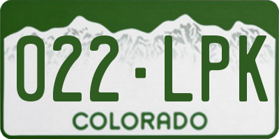 CO license plate 022LPK
