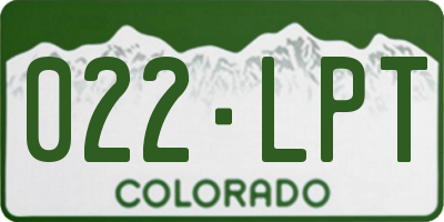 CO license plate 022LPT