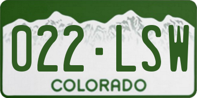 CO license plate 022LSW