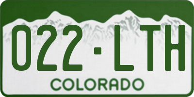 CO license plate 022LTH