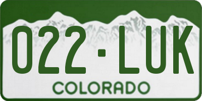 CO license plate 022LUK