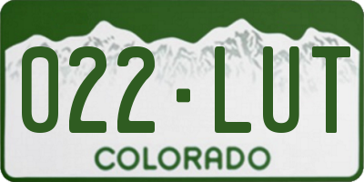 CO license plate 022LUT
