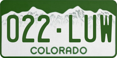 CO license plate 022LUW