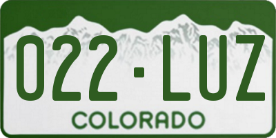 CO license plate 022LUZ