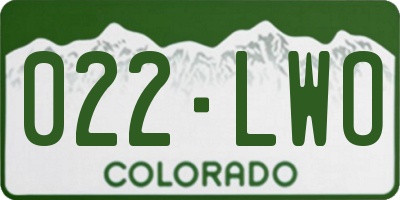 CO license plate 022LWO