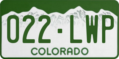 CO license plate 022LWP