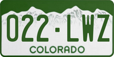 CO license plate 022LWZ
