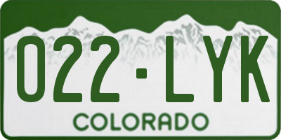 CO license plate 022LYK