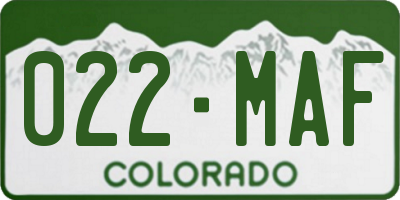 CO license plate 022MAF