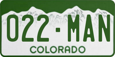 CO license plate 022MAN