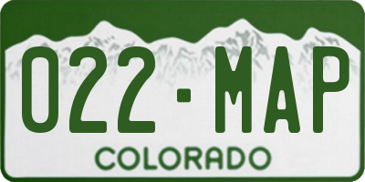 CO license plate 022MAP