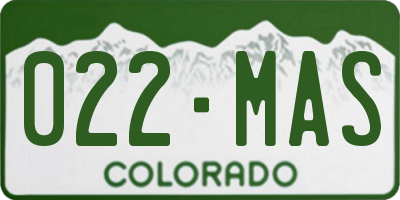 CO license plate 022MAS