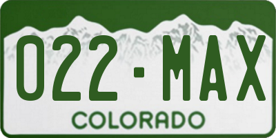 CO license plate 022MAX