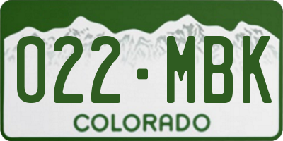 CO license plate 022MBK