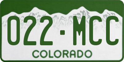 CO license plate 022MCC