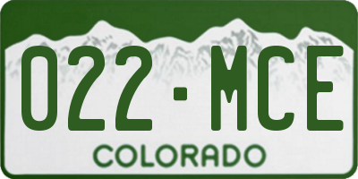CO license plate 022MCE