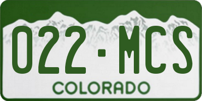 CO license plate 022MCS