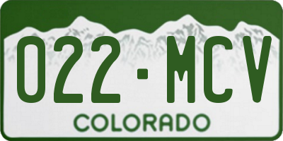 CO license plate 022MCV