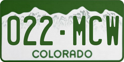 CO license plate 022MCW