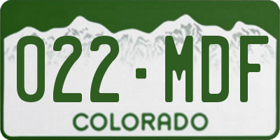 CO license plate 022MDF