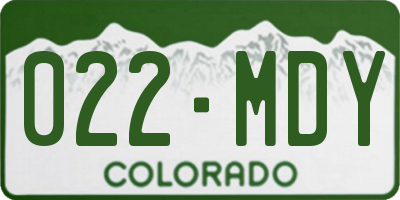 CO license plate 022MDY