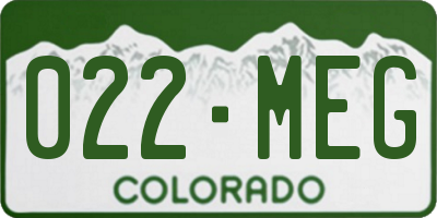 CO license plate 022MEG