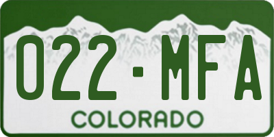 CO license plate 022MFA