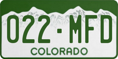 CO license plate 022MFD