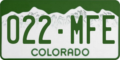 CO license plate 022MFE