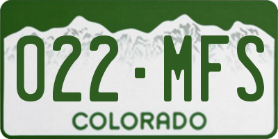 CO license plate 022MFS