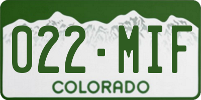 CO license plate 022MIF