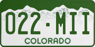 CO license plate 022MII