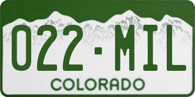 CO license plate 022MIL