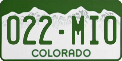 CO license plate 022MIO