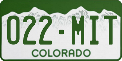 CO license plate 022MIT