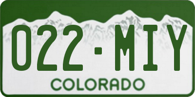 CO license plate 022MIY