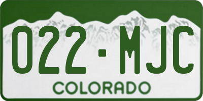 CO license plate 022MJC
