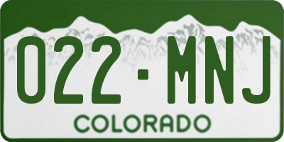 CO license plate 022MNJ