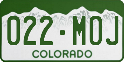 CO license plate 022MOJ