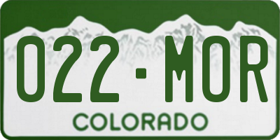 CO license plate 022MOR