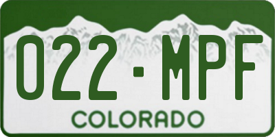 CO license plate 022MPF