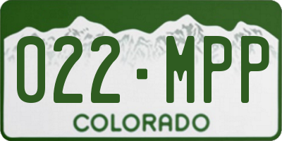 CO license plate 022MPP