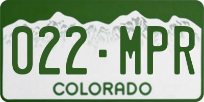 CO license plate 022MPR
